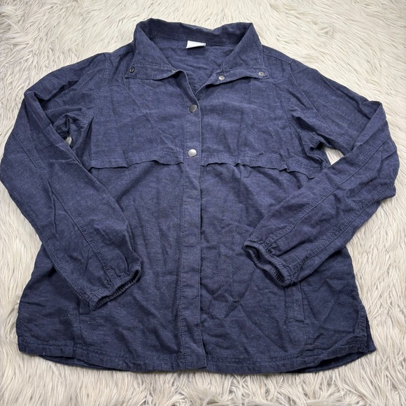 Columbia Women's M Navy Hemp Cotton Light Weight Jacket Utility Hiking - Picture 1 of 7